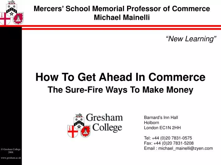 mercers school memorial professor of commerce michael mainelli