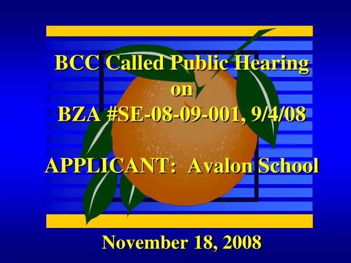 bcc called public hearing on bza se 08 09 001 9 4 08 applicant avalon school