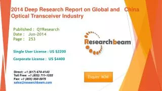 Global and China Optical Transceiver Market Industry 2014