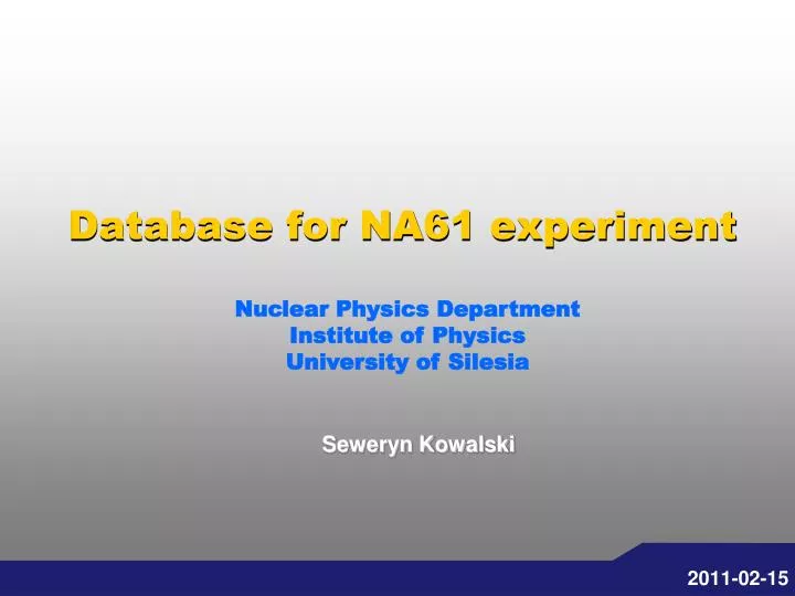 database for na61 experiment