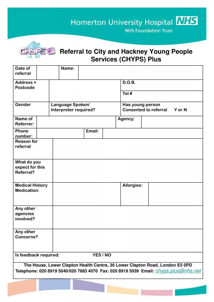 referral to city and hackney young people services chyps plus
