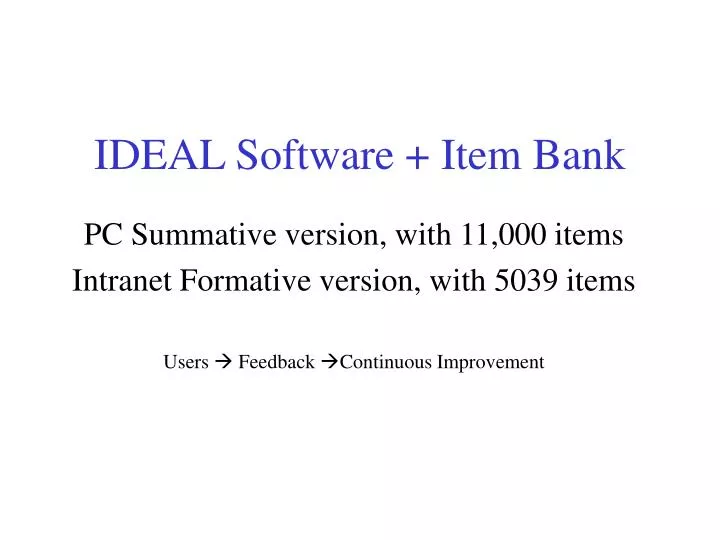 ideal software item bank