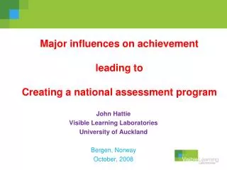 Major influences on achievement leading to Creating a national assessment program