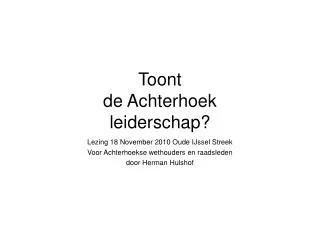 toont de achterhoek leiderschap