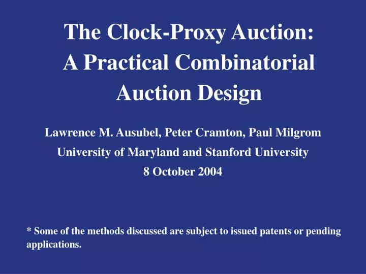the clock proxy auction a practical combinatorial auction design