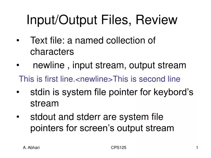 input output files review