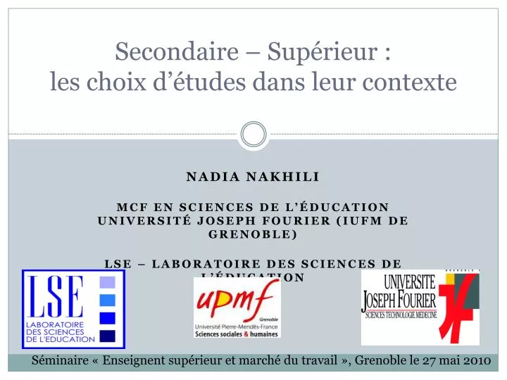 secondaire sup rieur les choix d tudes dans leur contexte