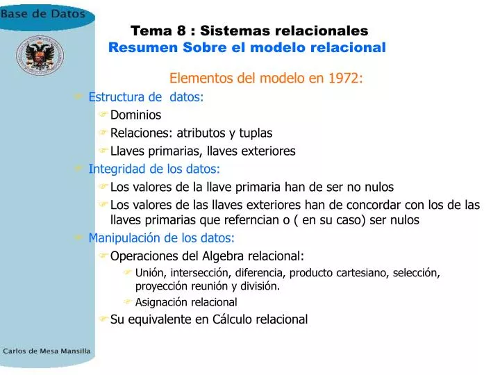 tema 8 sistemas relacionales resumen sobre el modelo relacional