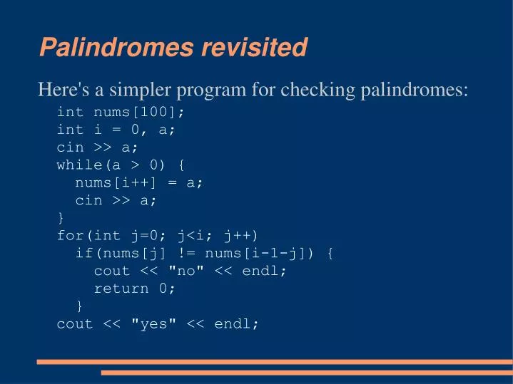 palindromes revisited