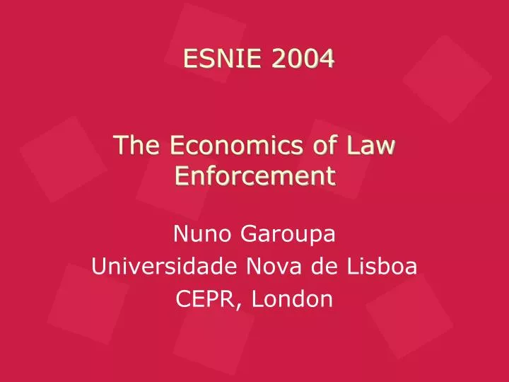 the economics of law enforcement