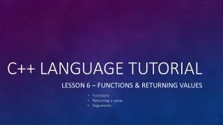 C++ Language Tutorial