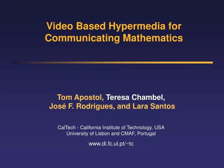 video based hypermedia for communicating mathematics