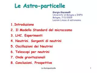 le astro particelle