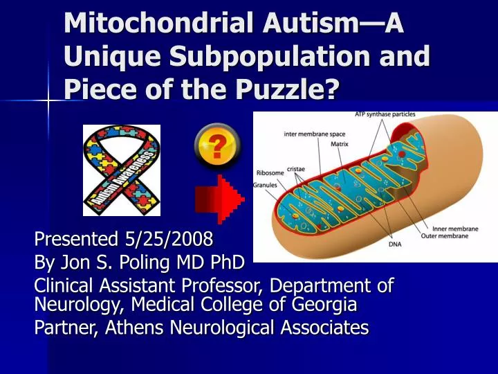 mitochondrial autism a unique subpopulation and piece of the puzzle