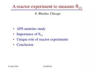 A reactor experiment to measure ? 13