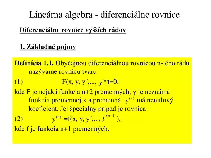 line rna algebra diferenci lne rovnice