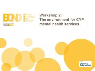 Workshop 2: The environment for CYP mental health services