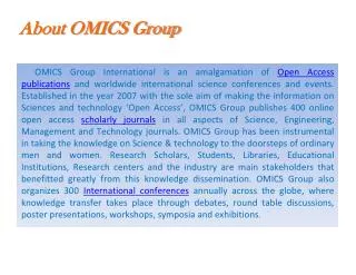 About OMICS Group