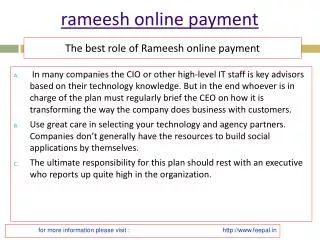 A short review on rameesh online payment