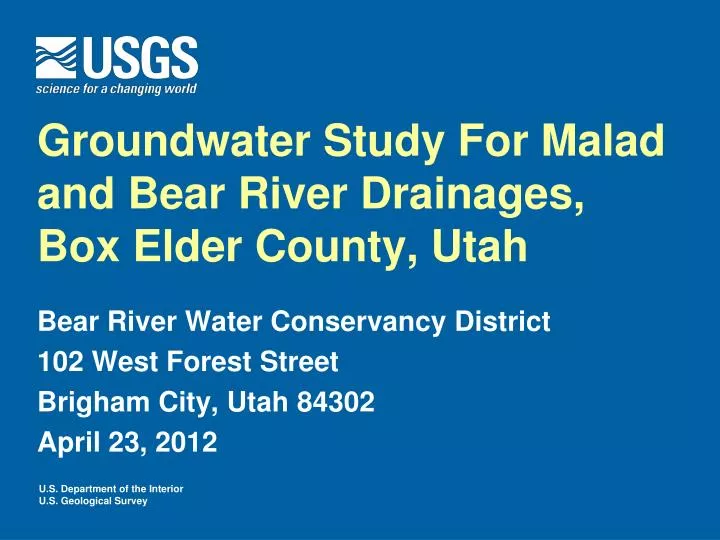 groundwater study for malad and bear river drainages box elder county utah