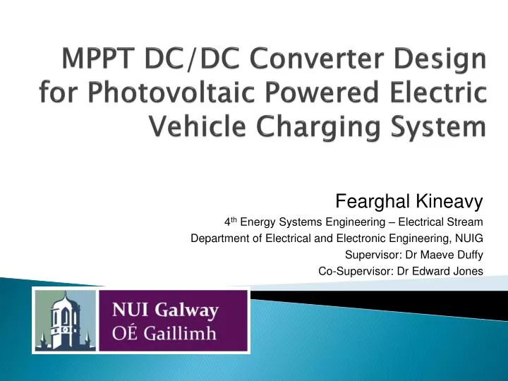 mppt dc dc converter design for photovoltaic powered electric vehicle charging system