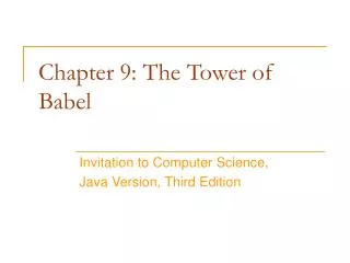 Chapter 9: The Tower of Babel