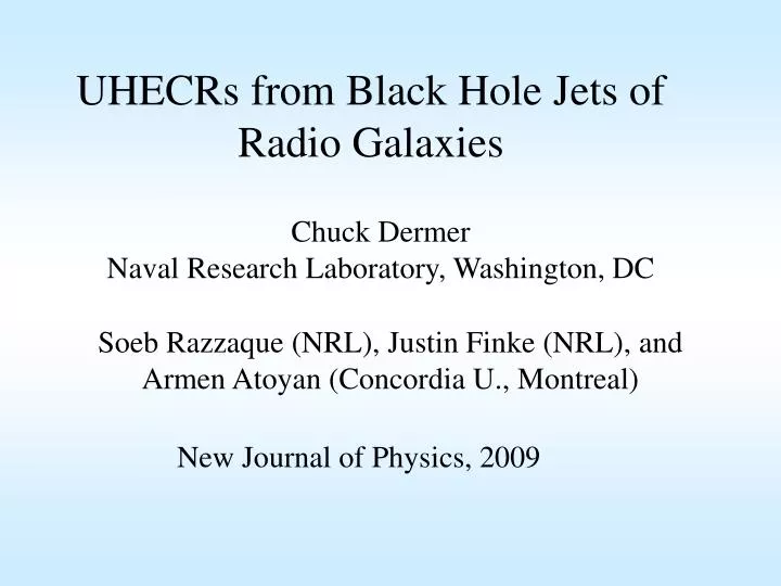 uhecrs from black hole jets of radio galaxies