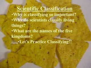 Scientific Classification Why is classifying so important?