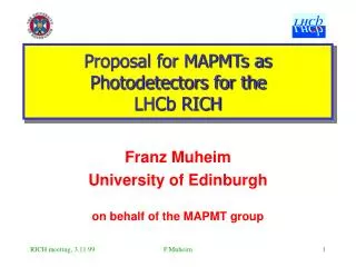 Proposal for MAPMTs as Photodetectors for the LHCb RICH