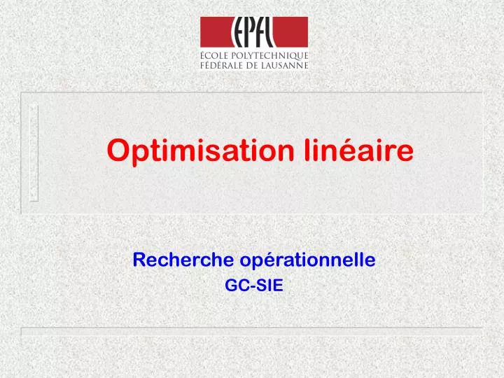 optimisation lin aire