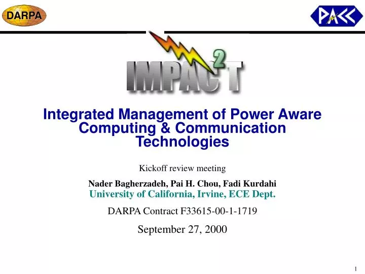 integrated management of power aware computing communication technologies