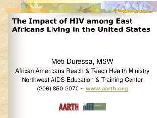The Impact of HIV among East Africans Living in the United States