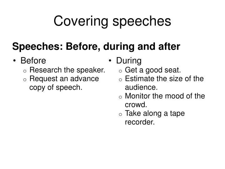 covering speeches