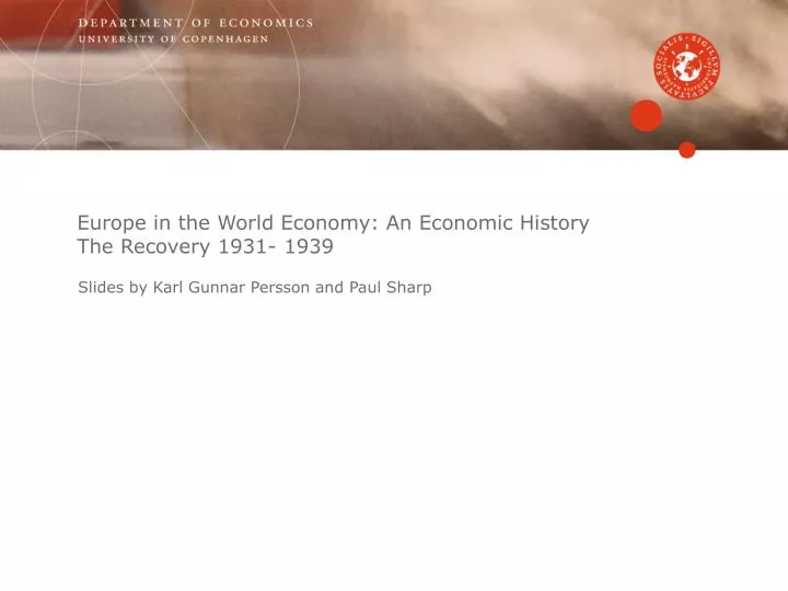 europe in the world economy an economic history the recovery 1931 1939