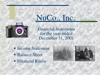 NuCo., Inc. Financial Statements for the year ended December 31, 2001