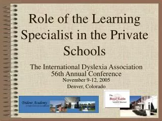 Role of the Learning Specialist in the Private Schools