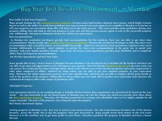 Buy Your Best Residential Apartments in Mumbai