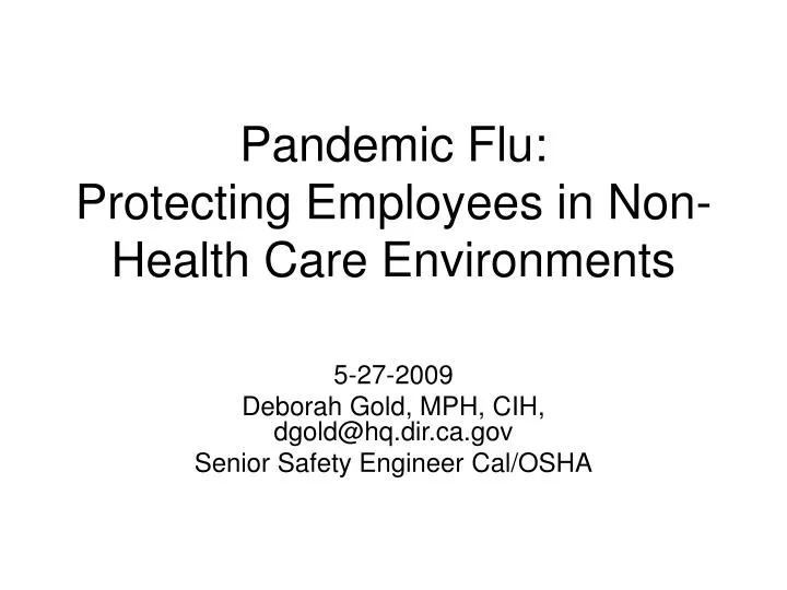 pandemic flu protecting employees in non health care environments