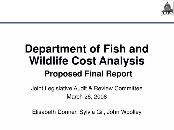 department of fish and wildlife cost analysis proposed final report