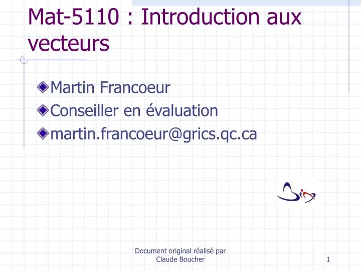 mat 5110 introduction aux vecteurs