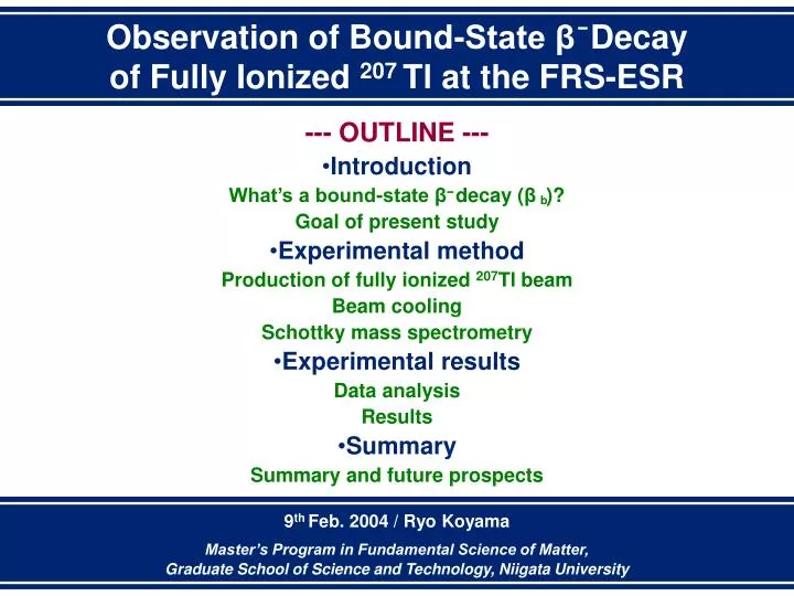 observation of bound state decay of fully ionized 207 tl at the frs esr