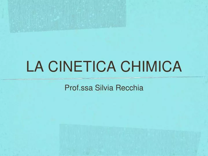 la cinetica chimica