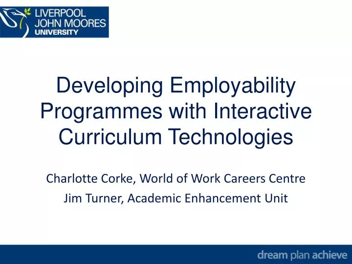 developing employability programmes with interactive curriculum technologies