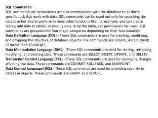 SQL Commands: