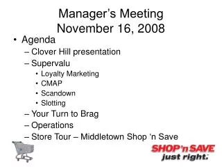Manager’s Meeting November 16, 2008