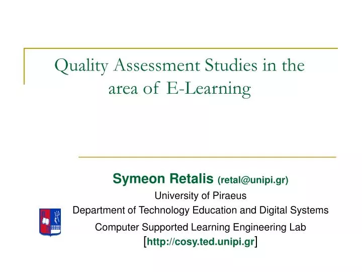 quality assessment studies in the area of e learning