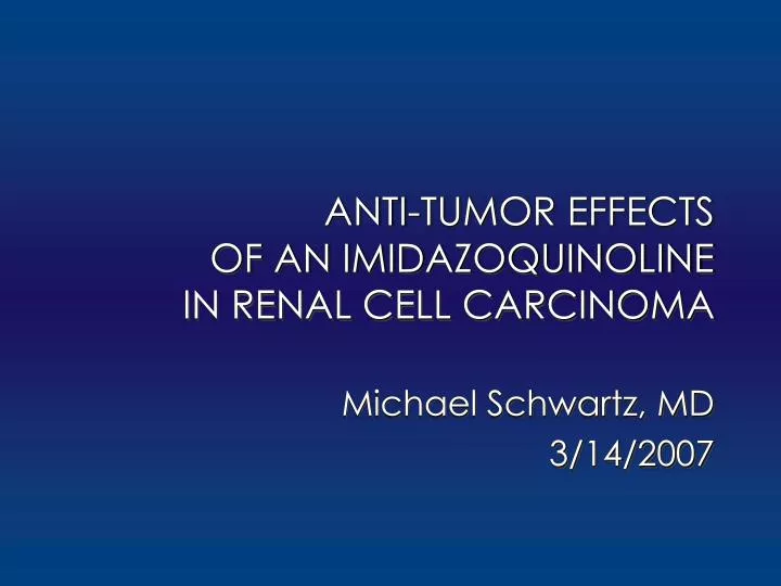 anti tumor effects of an imidazoquinoline in renal cell carcinoma