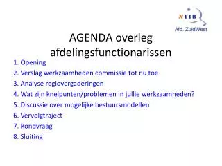 agenda overleg afdelingsfunctionarissen