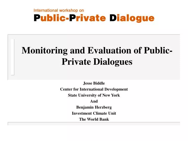 monitoring and evaluation of public private dialogues