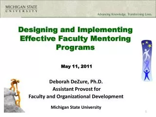 Designing and Implementing Effective Faculty Mentoring Programs May 11, 2011